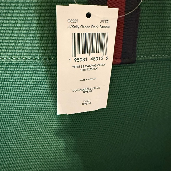 NWT Authentic Coach Green Tote Bag - Picture 3 of 9